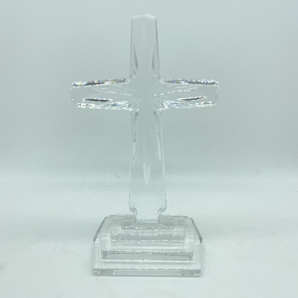 Julia Crystal Cross Clear Glass Vintage Faceted Sunburst Religious‎ Minimalist